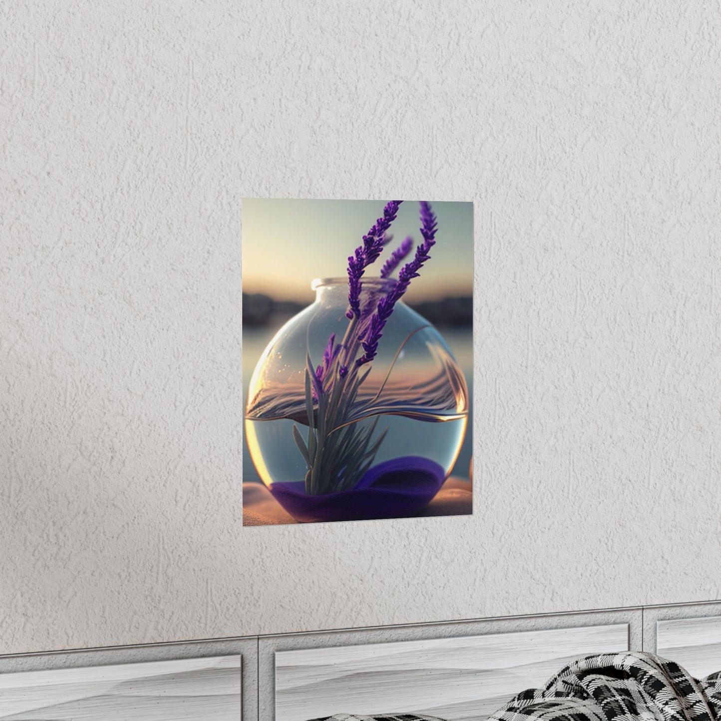 Premium Matte Vertical Posters Lavender in a vase 3