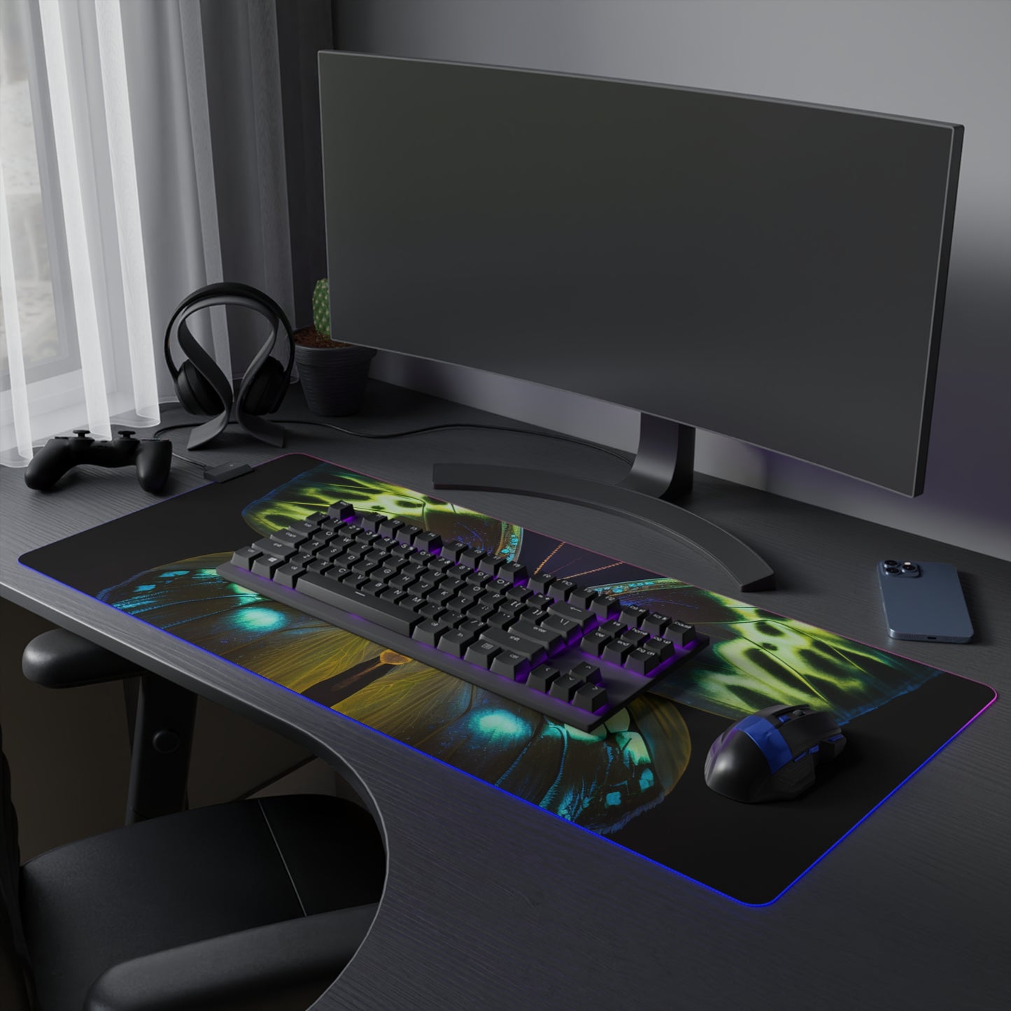 LED Gaming Mouse Pad Neon Hue Butterfly 1