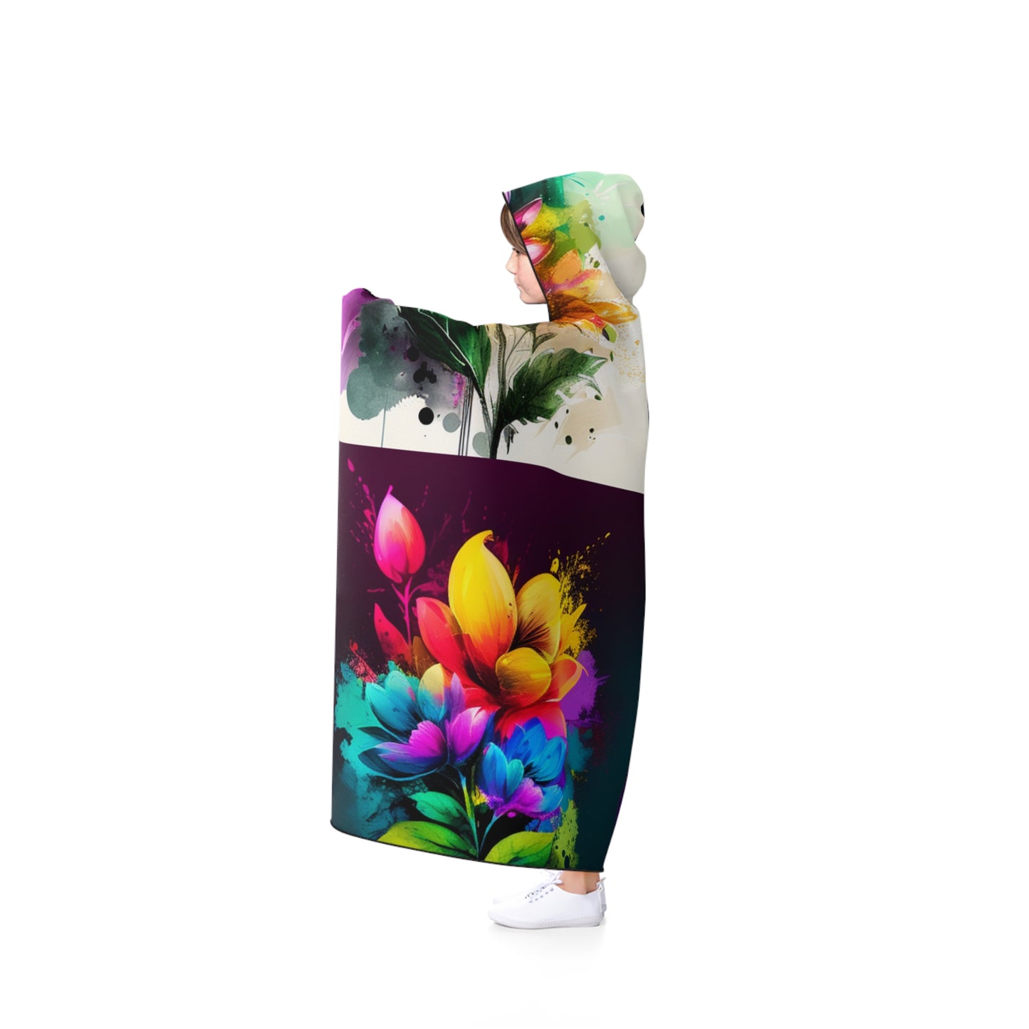 Hooded Blanket Bright Spring Flowers 5