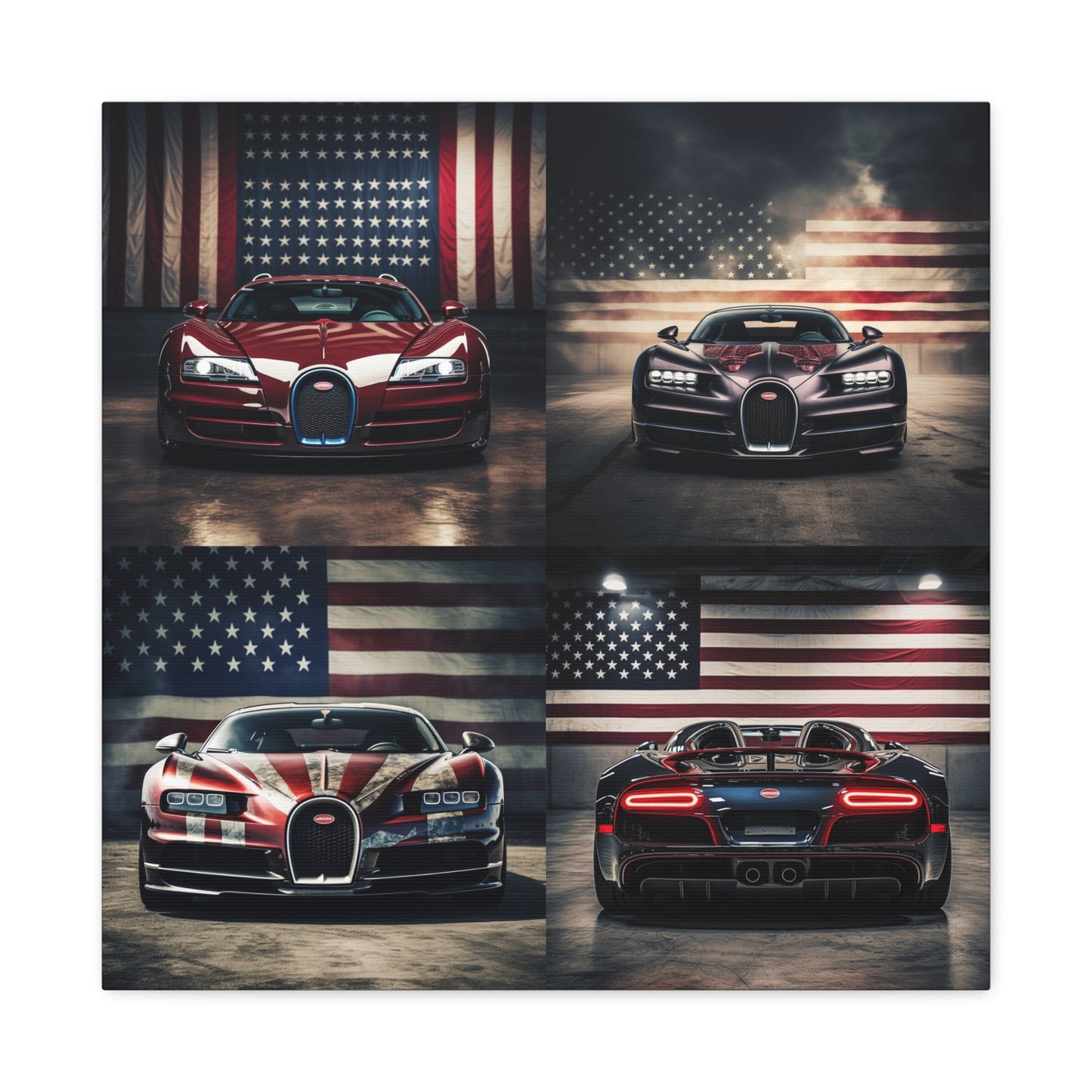 Canvas Gallery Wraps American Flag Background Bugatti 5