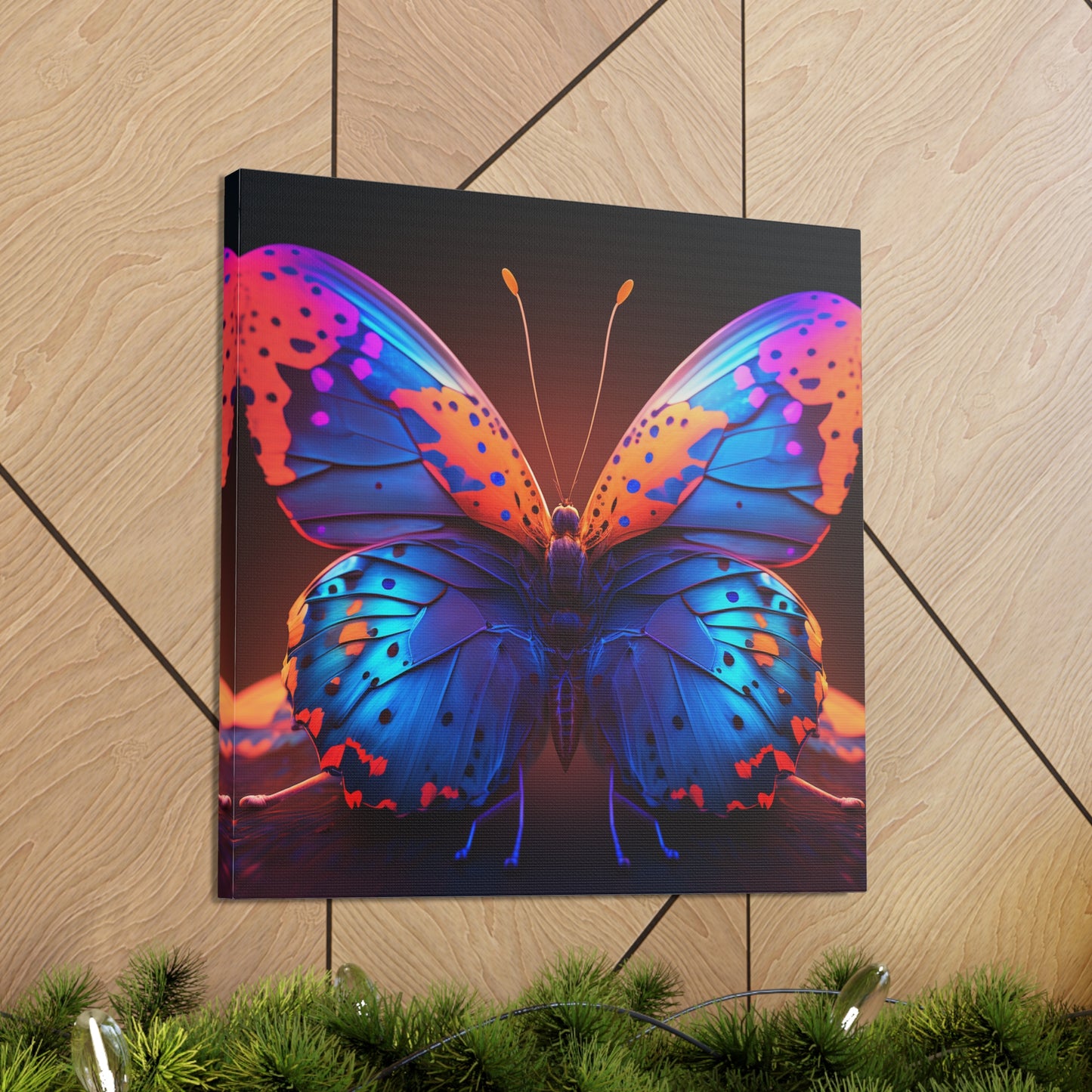 Canvas Gallery Wraps Neon Butterfly Macro 3