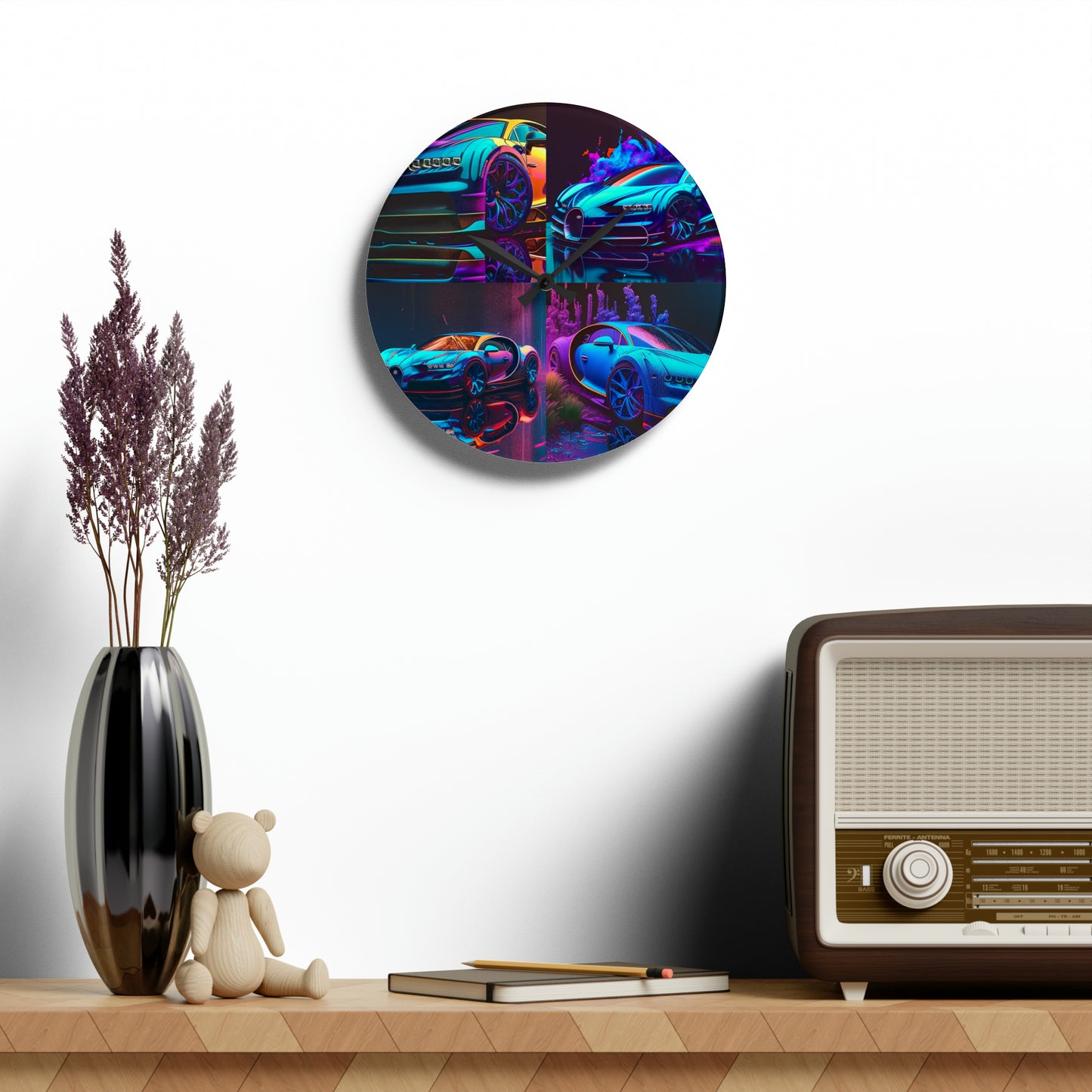 Acrylic Wall Clock Bugatti Neon Chiron 5