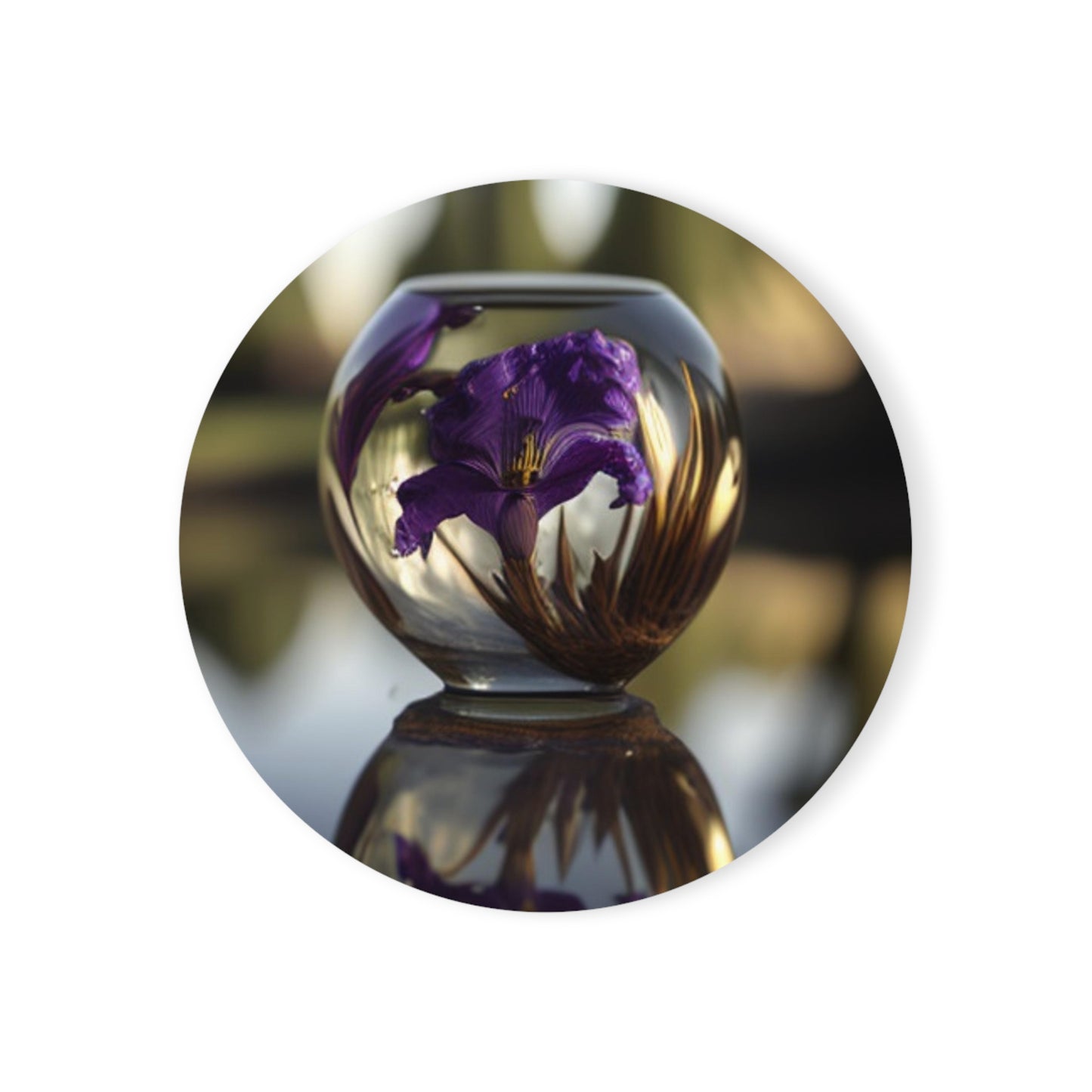 Cork Back Coaster Purple Iris in a vase 2