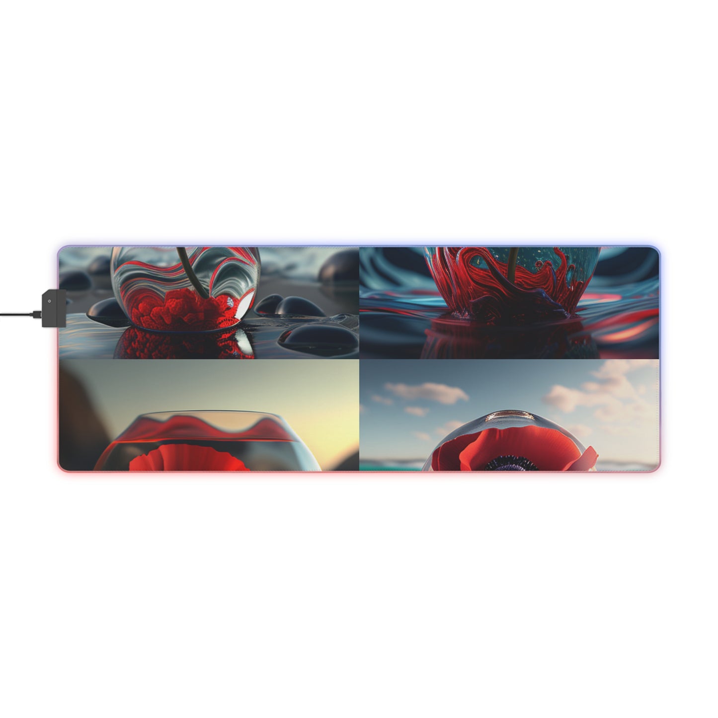 LED Gaming Mouse Pad Red Anemone in a Vase 5