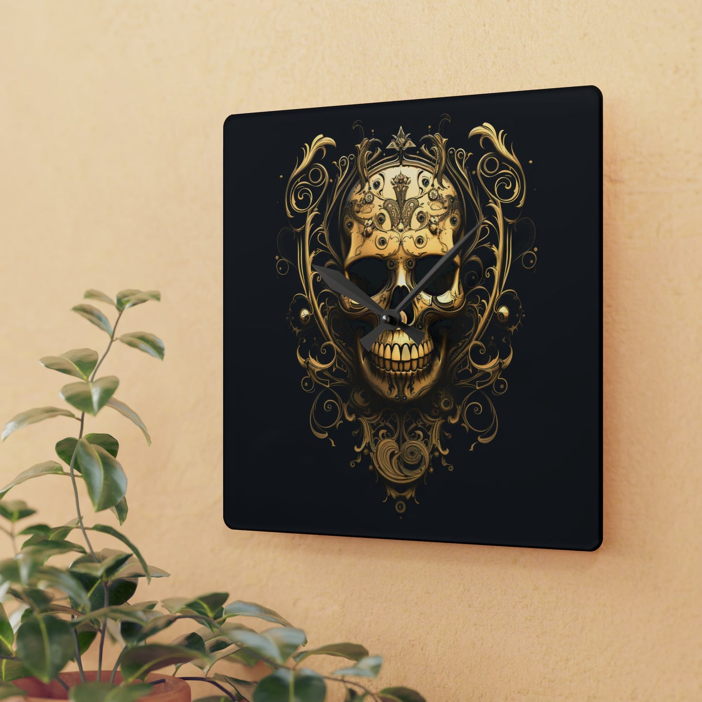 Acrylic Wall Clock Skull Treble Clef 3