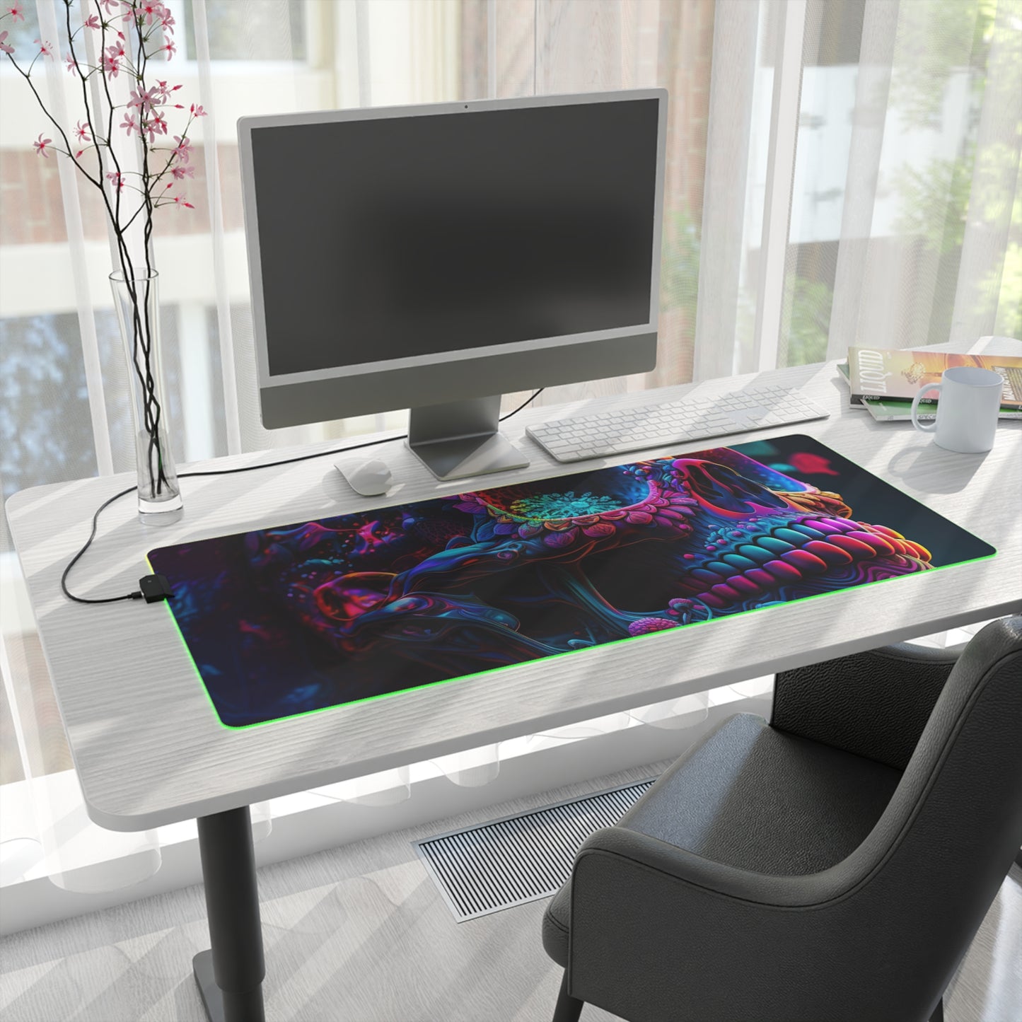 LED Gaming Mouse Pad Florescent Skull Death 3