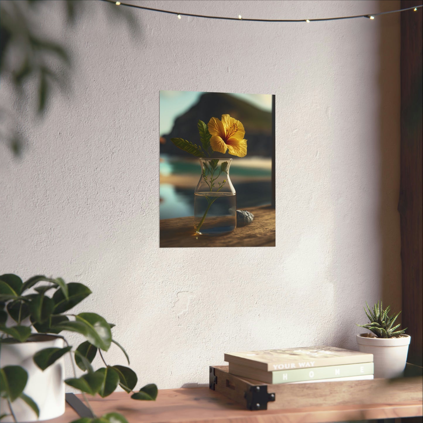 Premium Matte Vertical Posters Yellow Hibiscus Wood 4