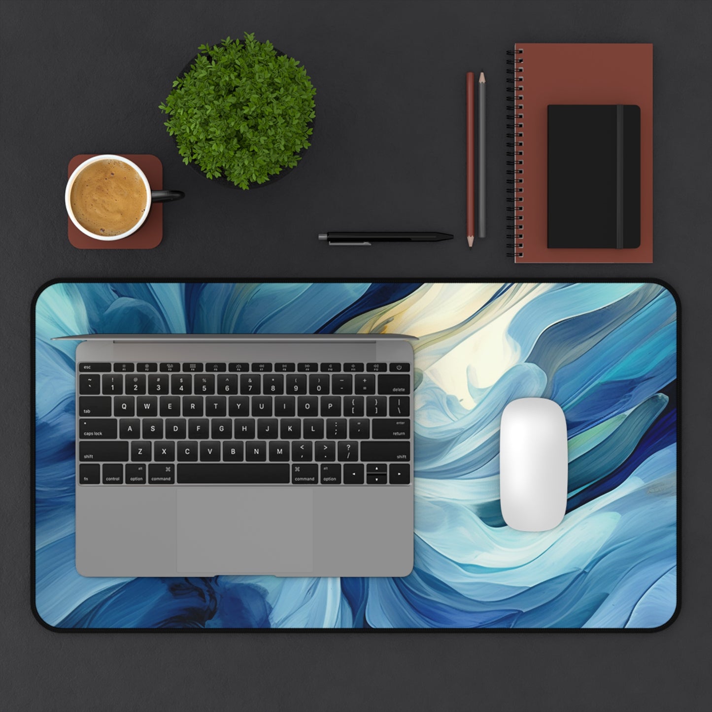 Desk Mat Blue Tluip Abstract 4