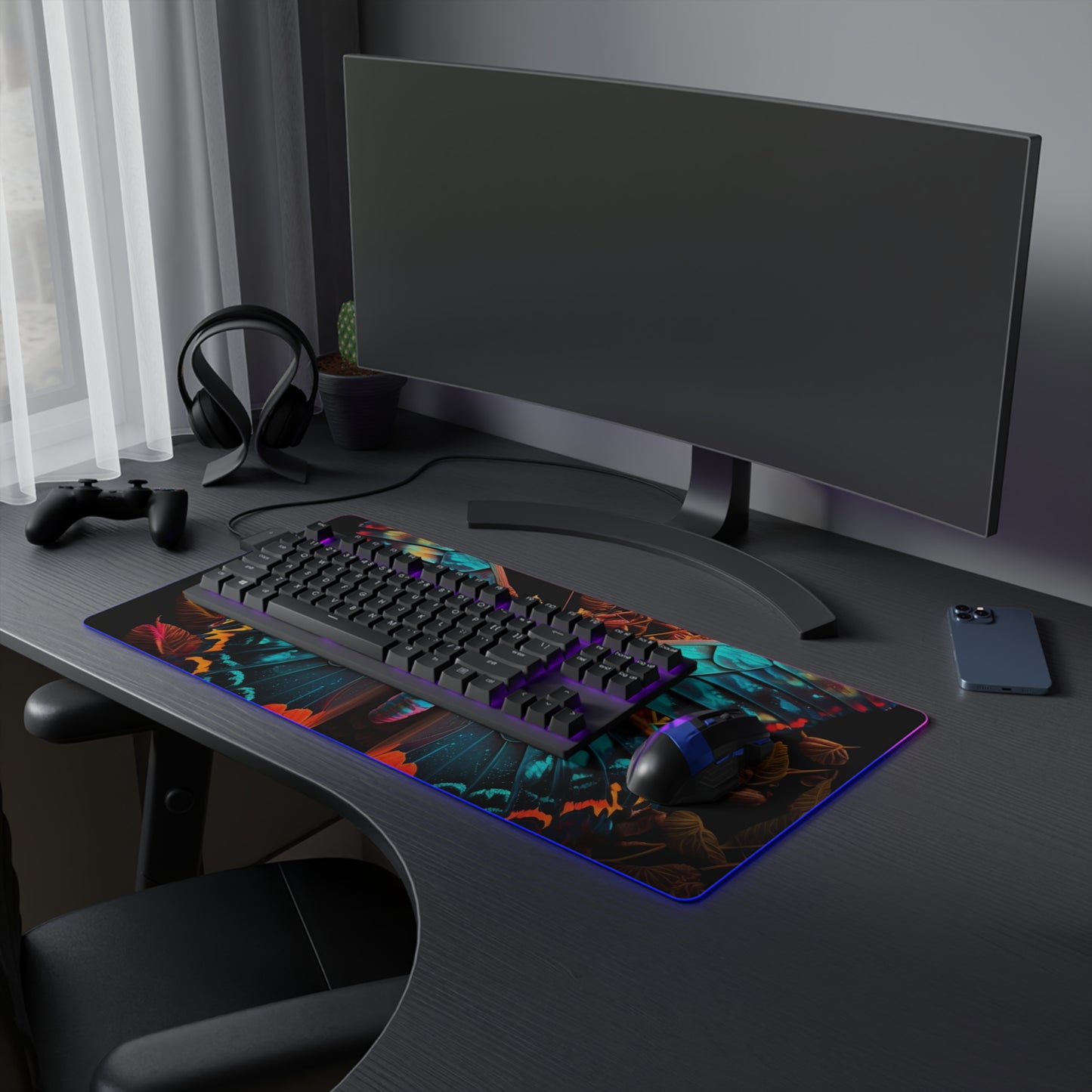 LED Gaming Mouse Pad Hue Neon Butterfly 1