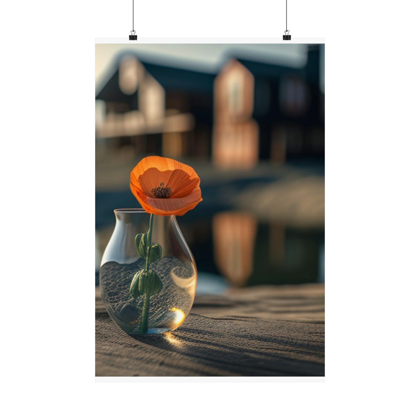 Premium Matte Vertical Posters Orange Poppy in a Vase 4