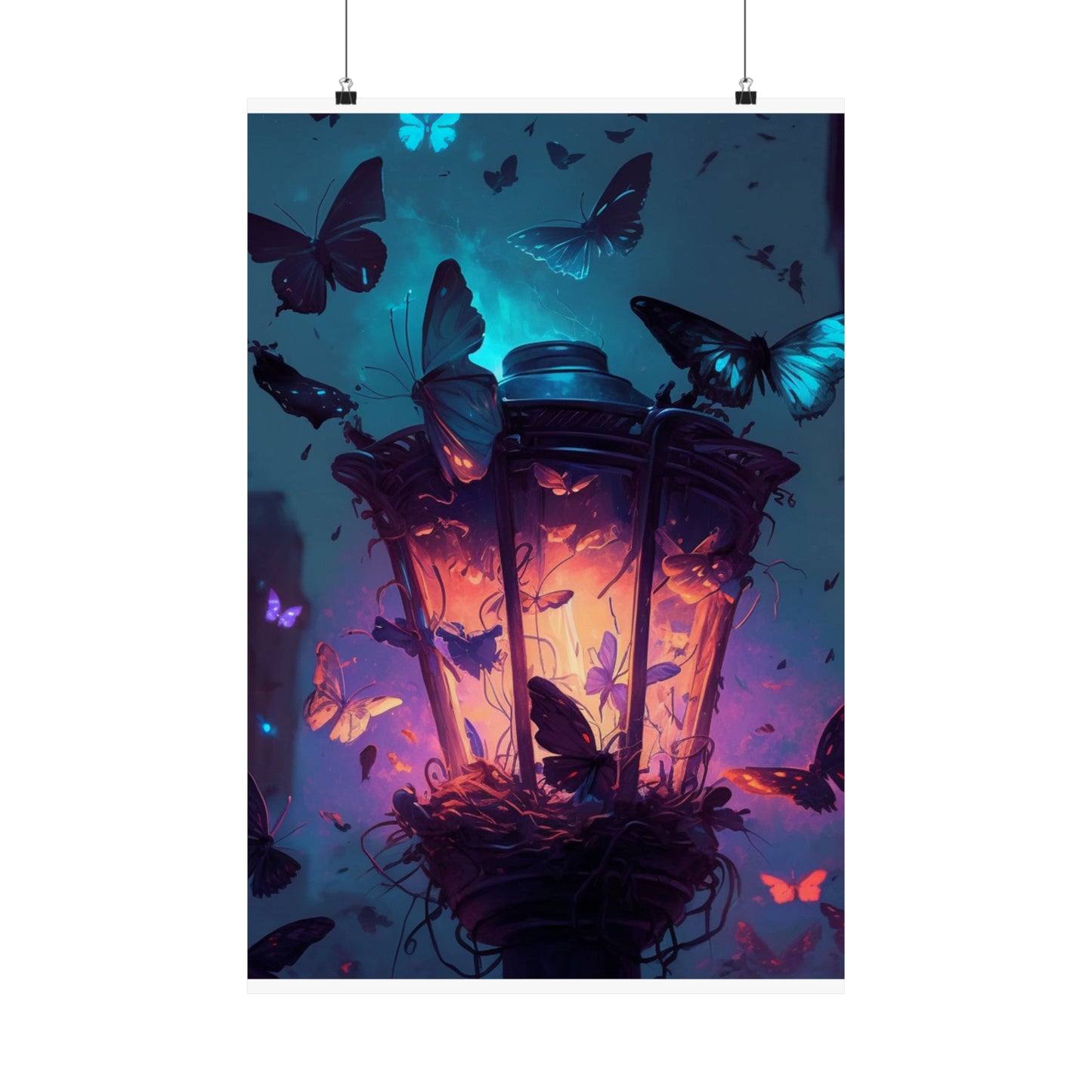 Premium Matte Vertical Posters Street Light Butterfly 3