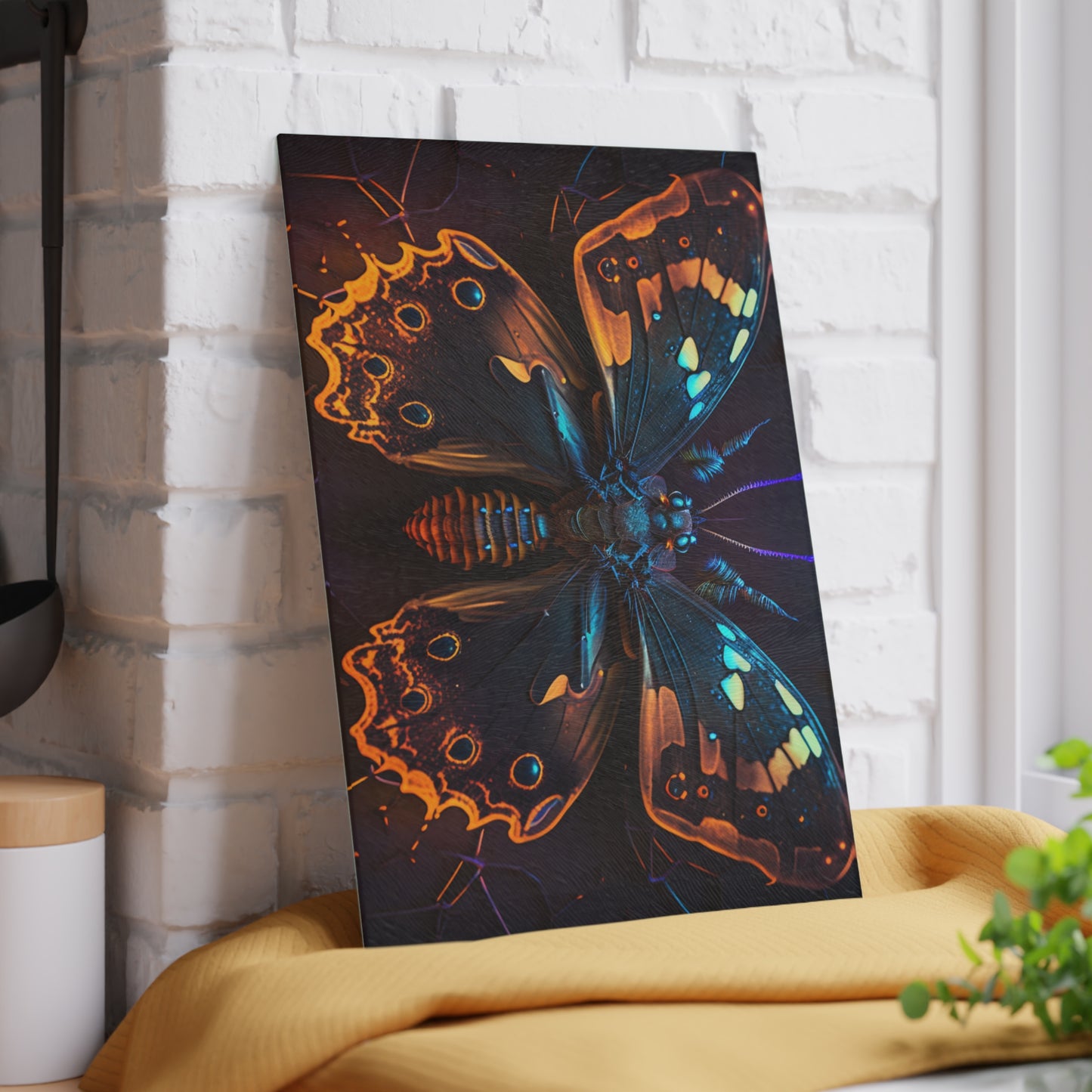 Glass Cutting Board Neon Hue Butterfly 2