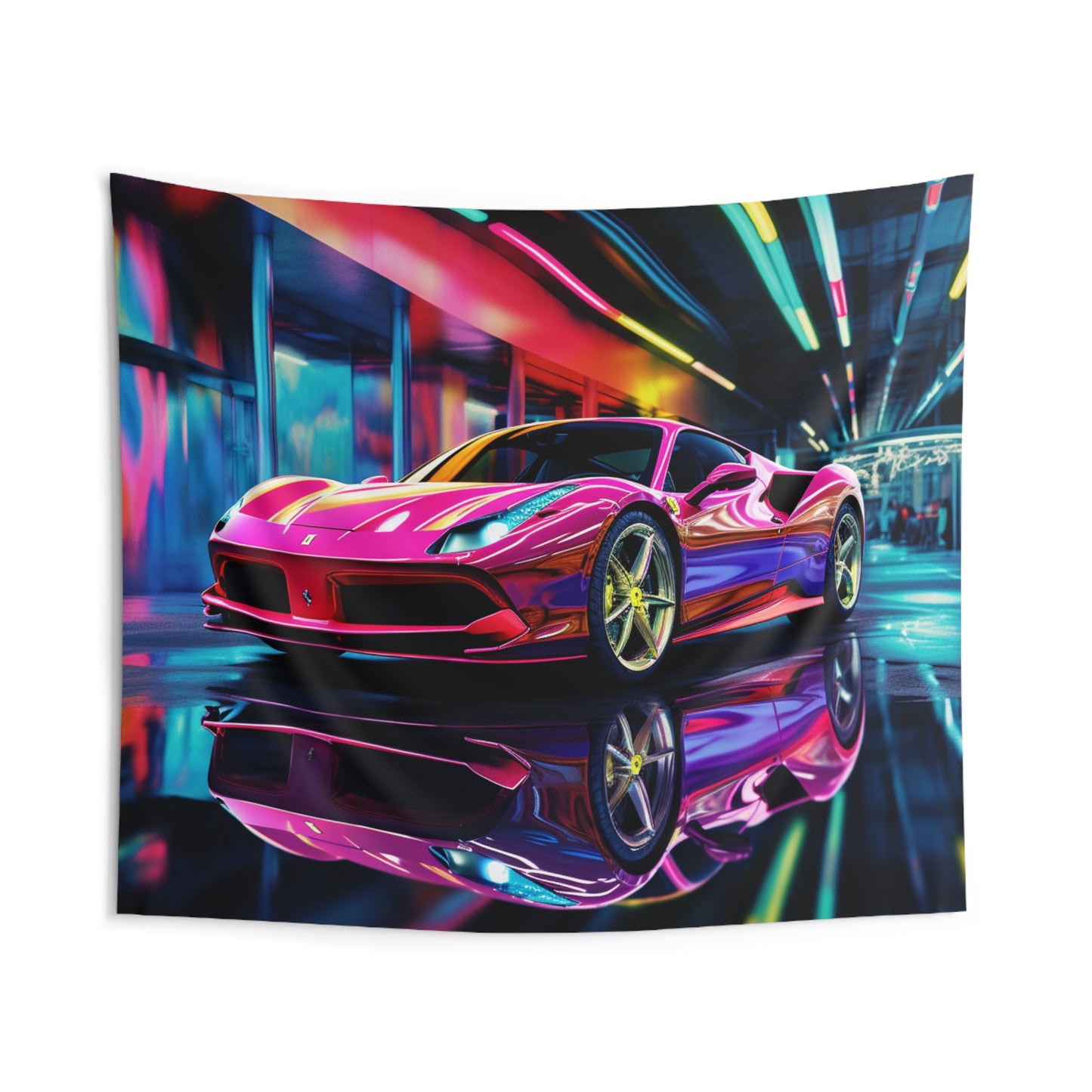Indoor Wall Tapestries Pink Macro Ferrari 4