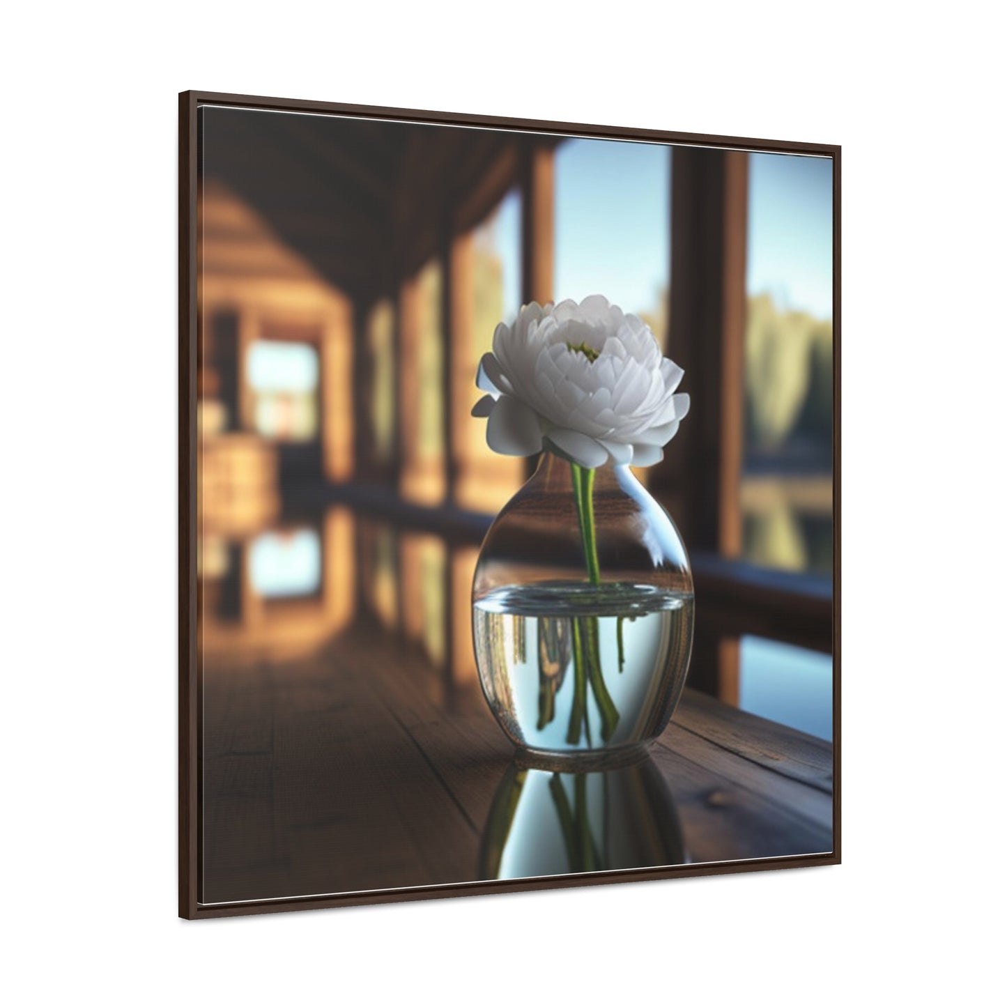 Gallery Canvas Wraps, Square Frame White Peony glass vase 3