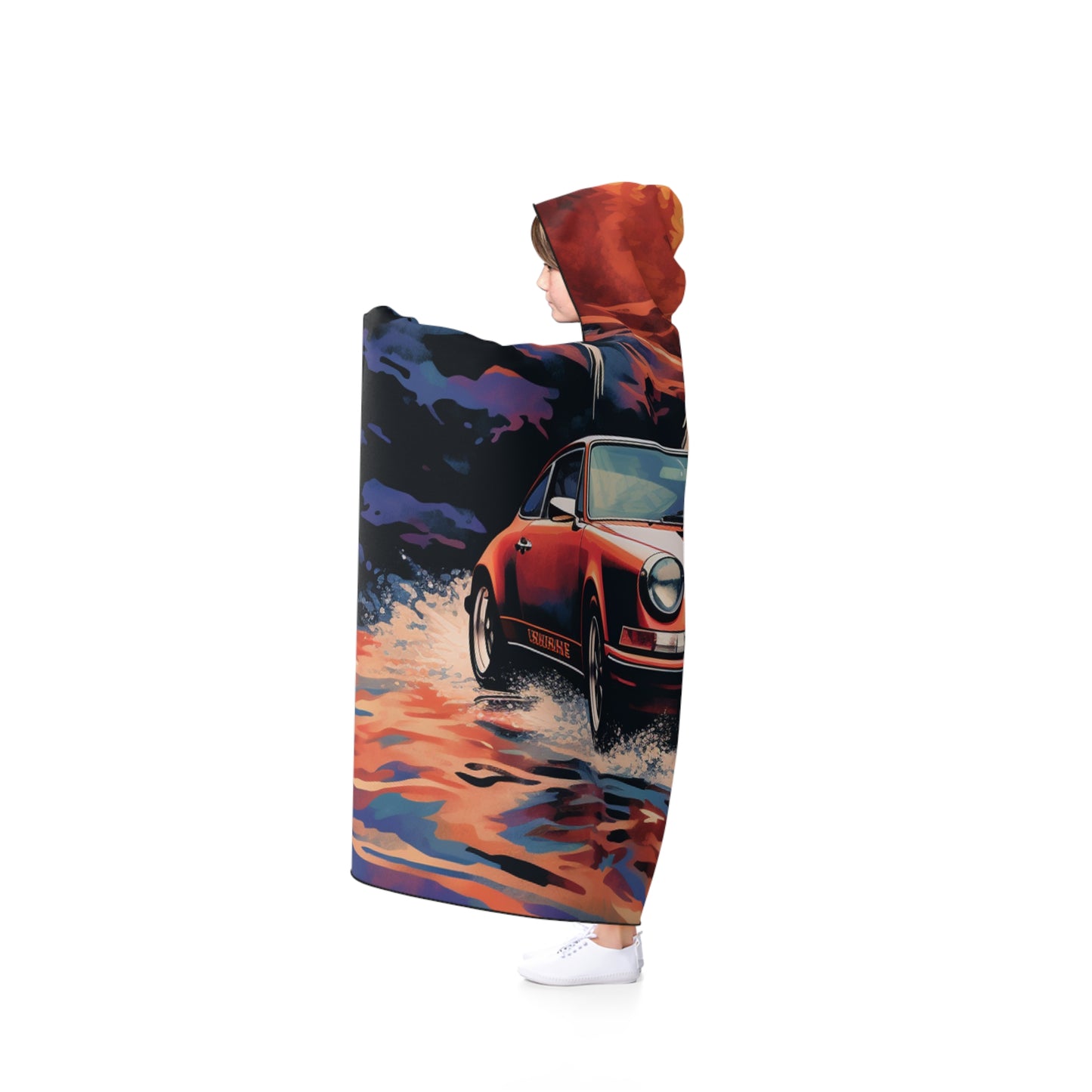 Hooded Blanket American Flag Porsche Abstract 4