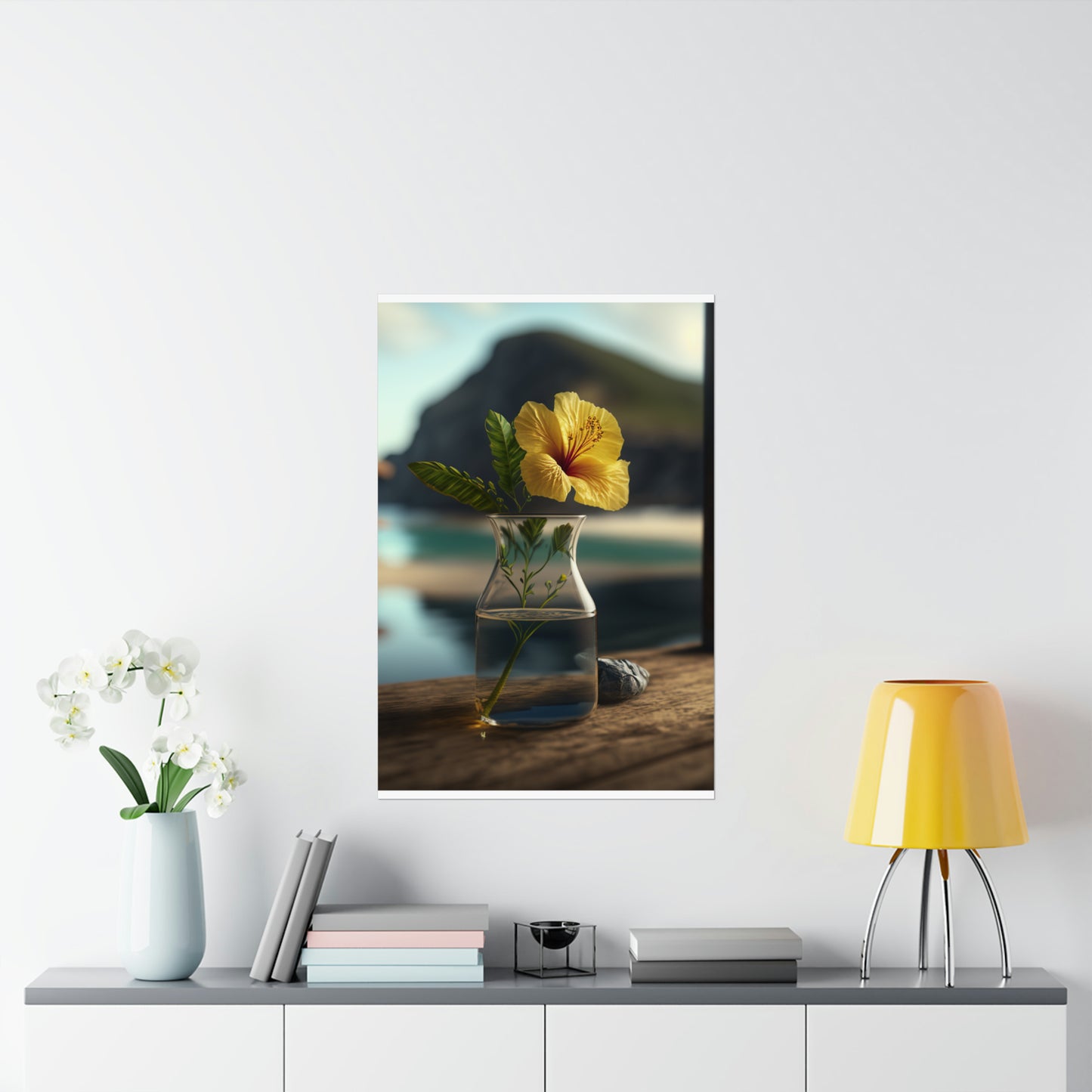 Premium Matte Vertical Posters Yellow Hibiscus Wood 4