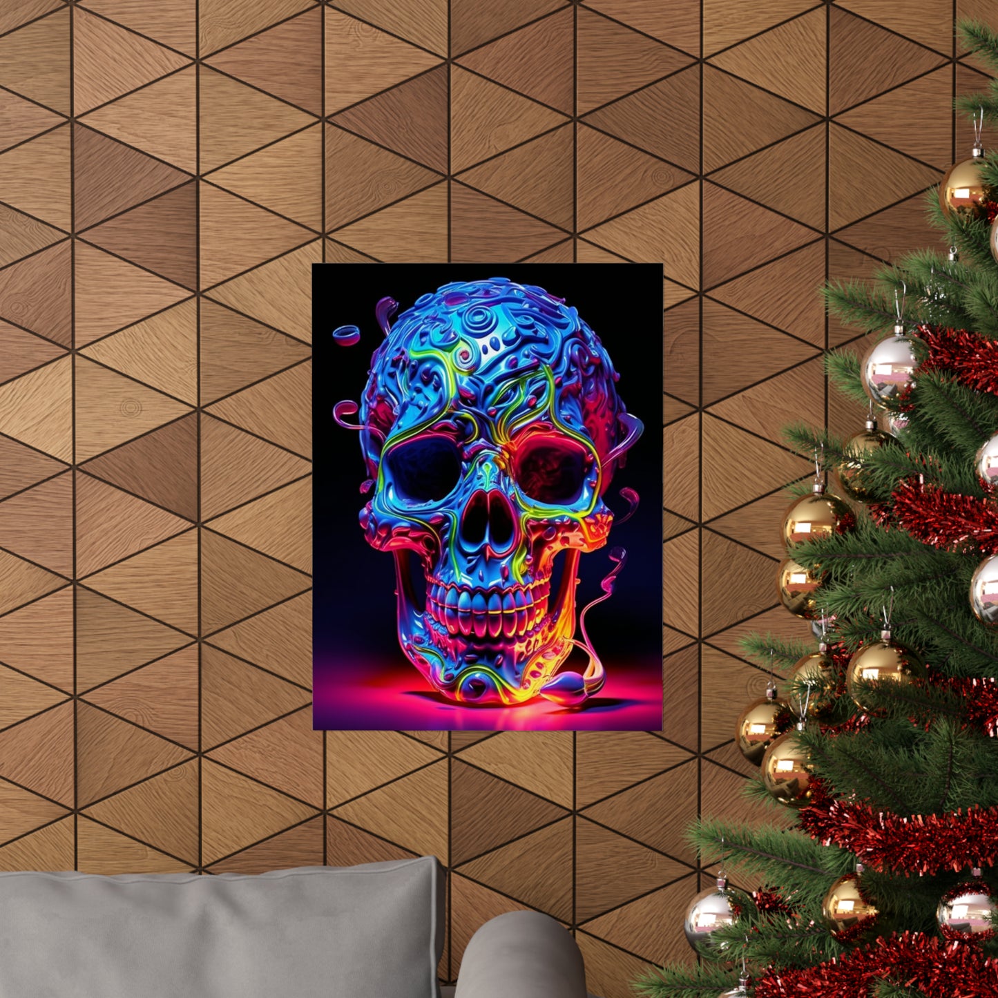 Premium Matte Vertical Posters Macro Skull Color 3