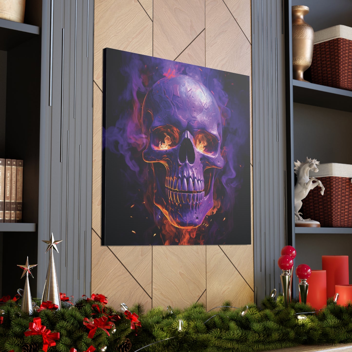 Canvas Gallery Wraps Skull Flames 1