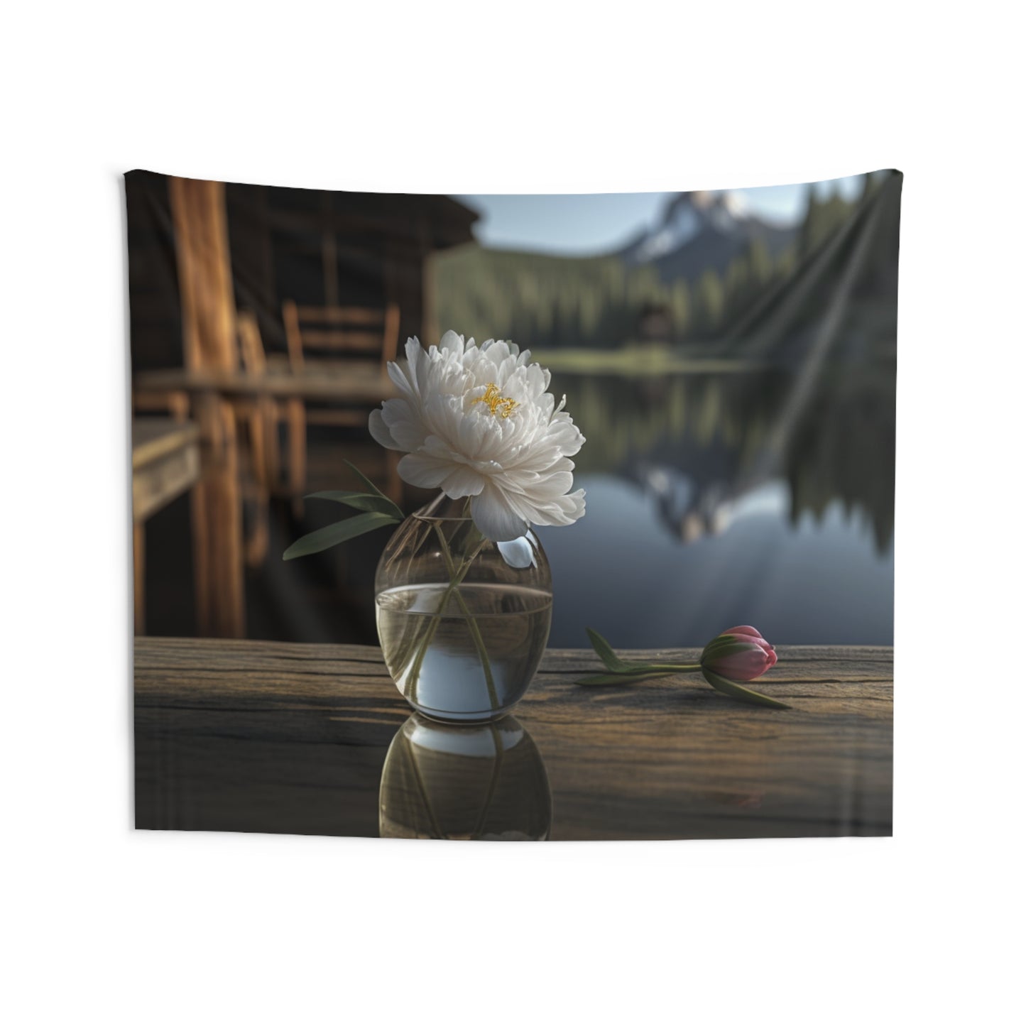 Indoor Wall Tapestries White Peony glass vase 4