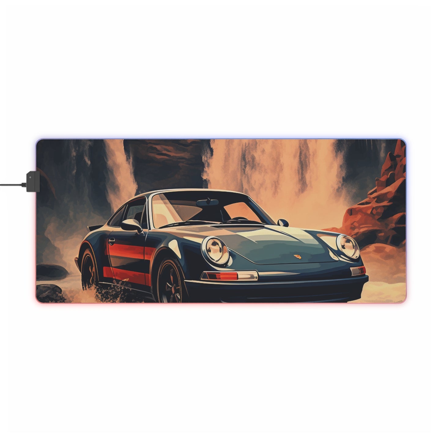 LED Gaming Mouse Pad American Flag Porsche Abstract 3