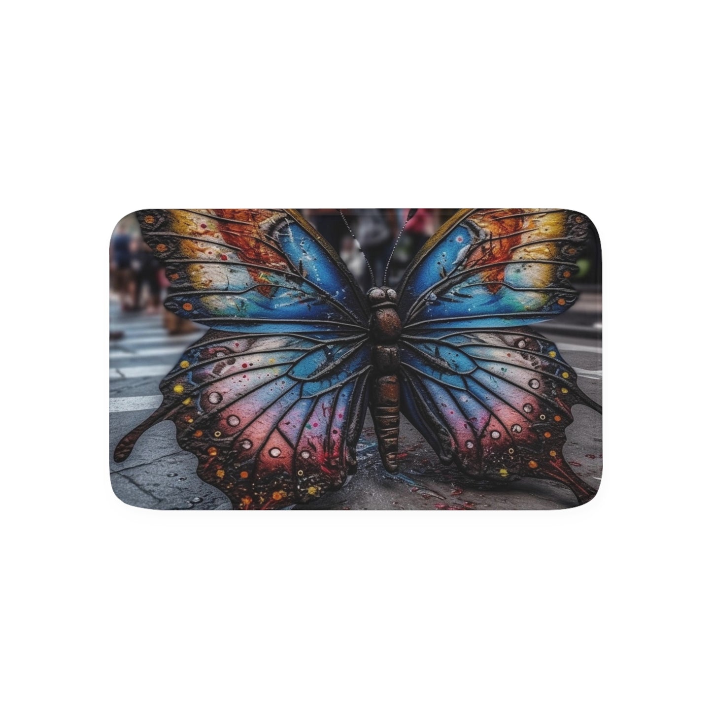 Memory Foam Bath Mat Liquid Street Butterfly 4