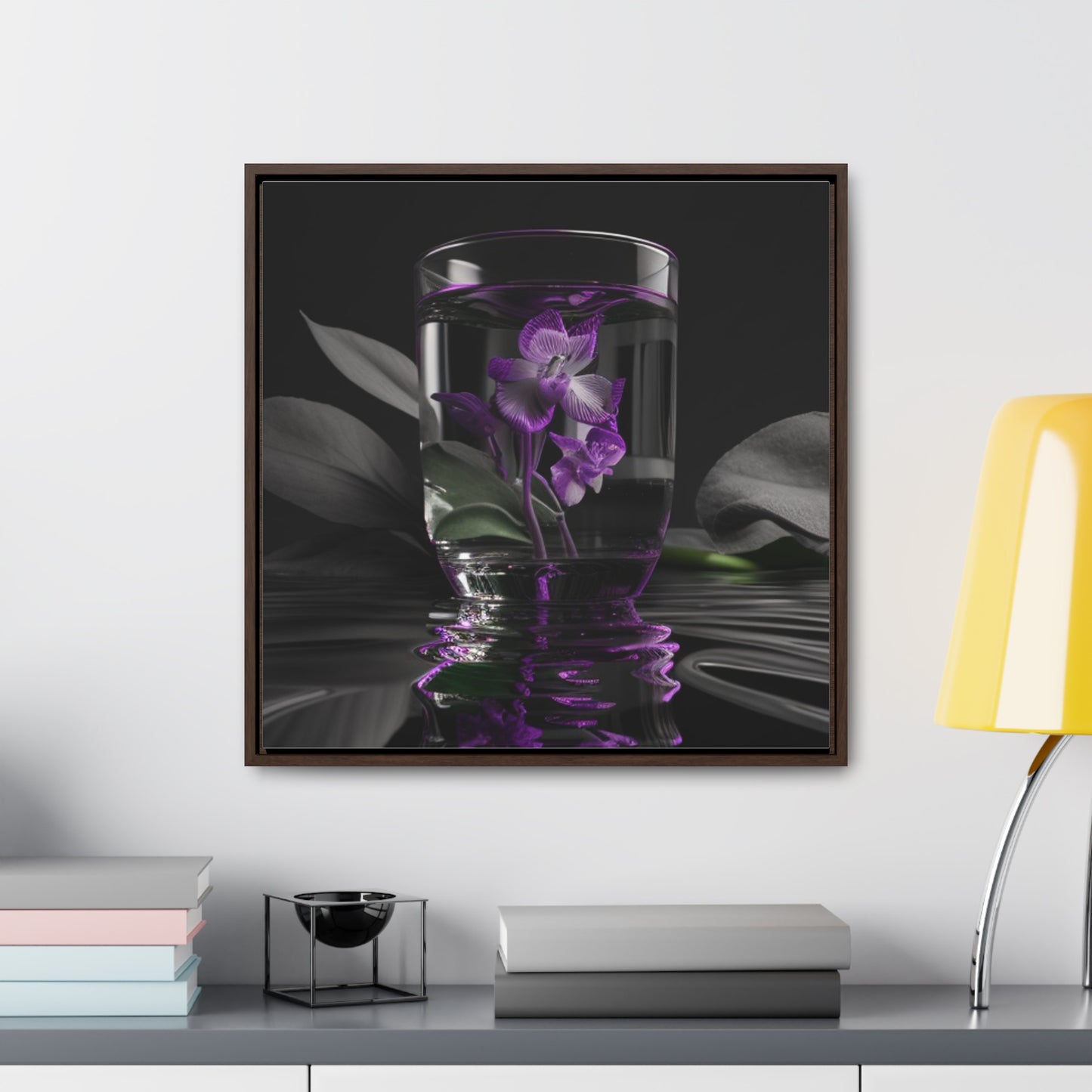 Gallery Canvas Wraps, Square Frame Purple Orchid Glass vase 1
