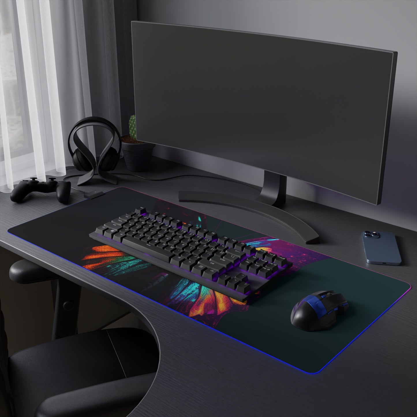 LED Gaming Mouse Pad Hyper Colorful Butterfly Macro 4