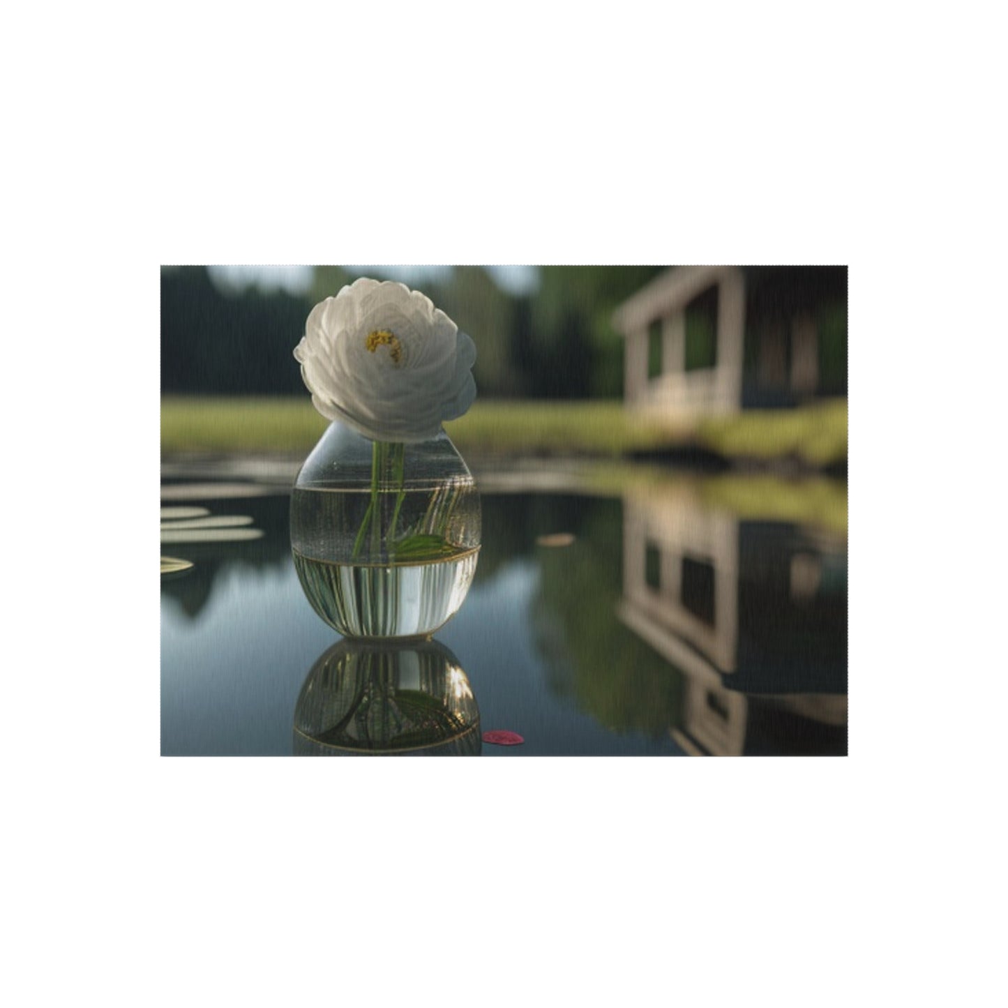 Outdoor Rug  White Peony glass vase 1