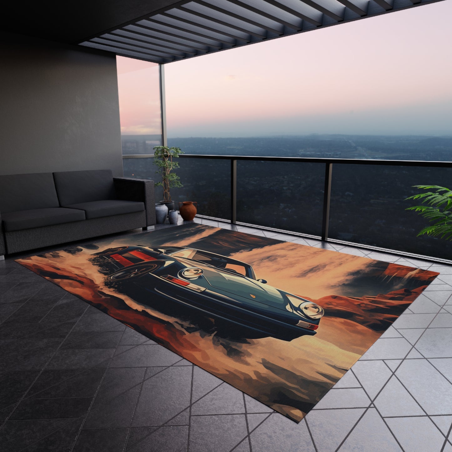 Outdoor Rug  American Flag Porsche Abstract 3