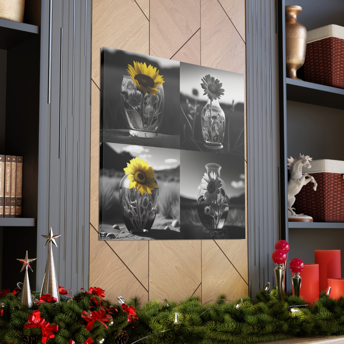 Canvas Gallery Wraps Yellw Sunflower in a vase 5