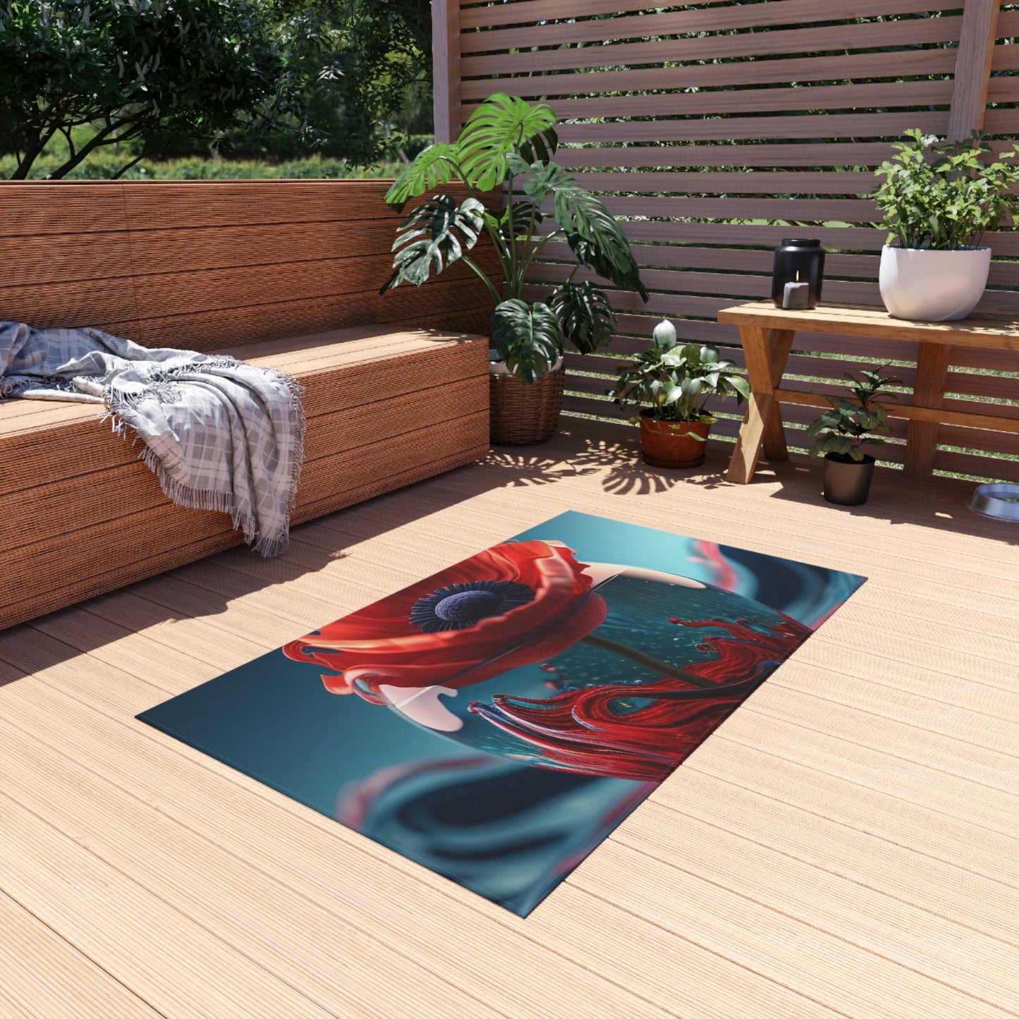 Outdoor Rug  Red Anemone in a Vase 2