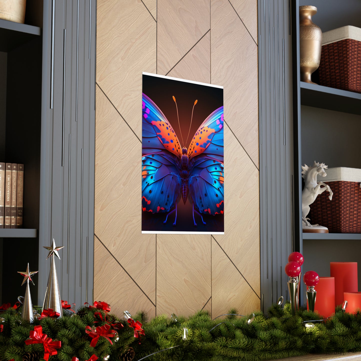 Premium Matte Vertical Posters Neon Butterfly Macro 3