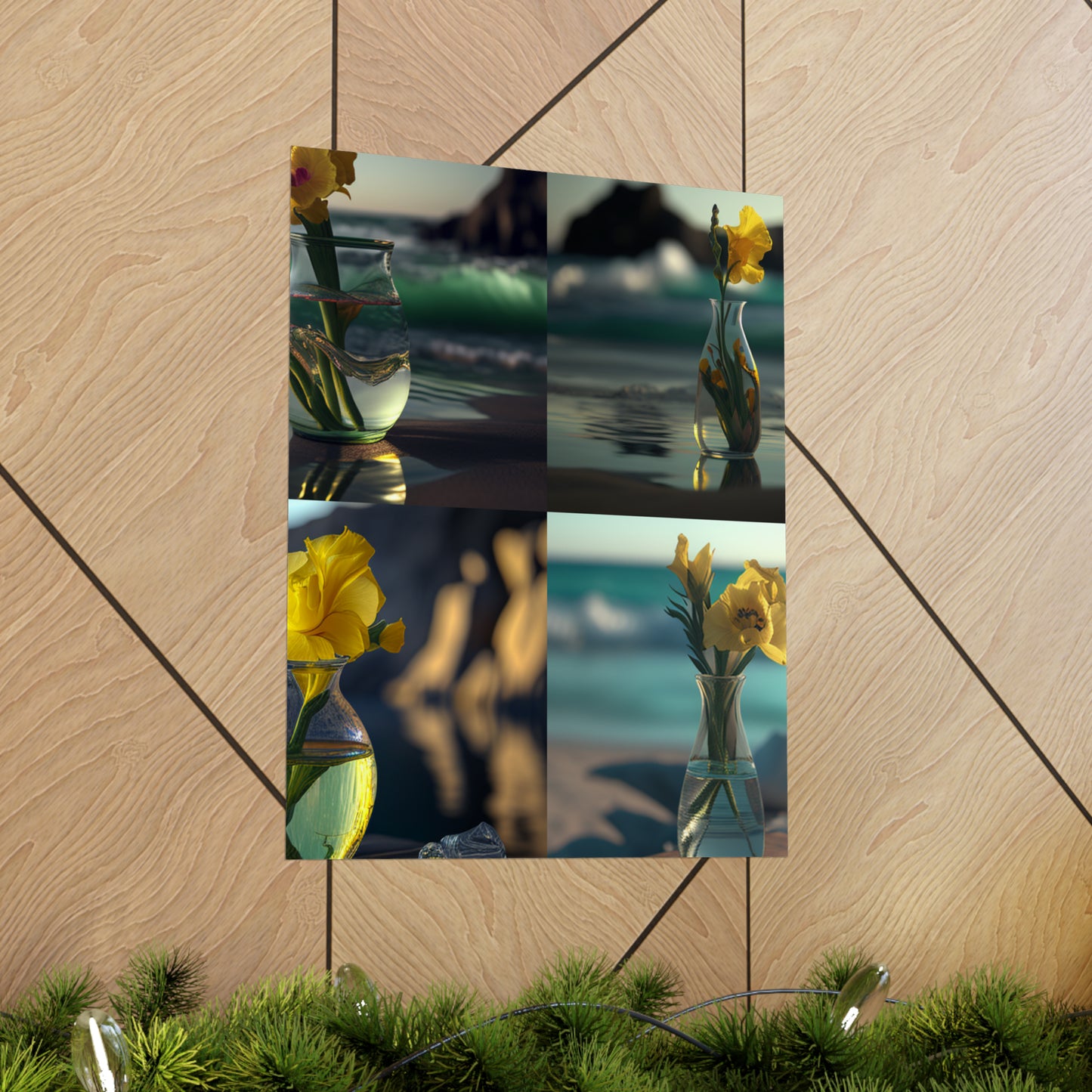 Premium Matte Vertical Posters Yellow Gladiolus glass 5