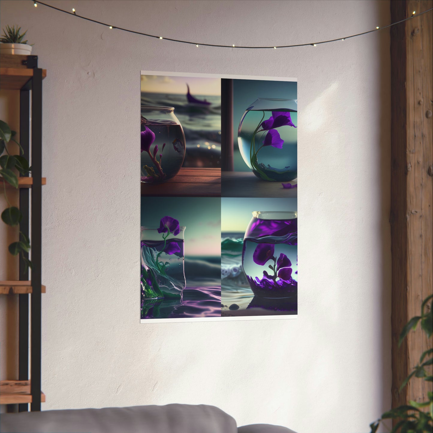 Premium Matte Vertical Posters Purple Sweet pea in a vase 5