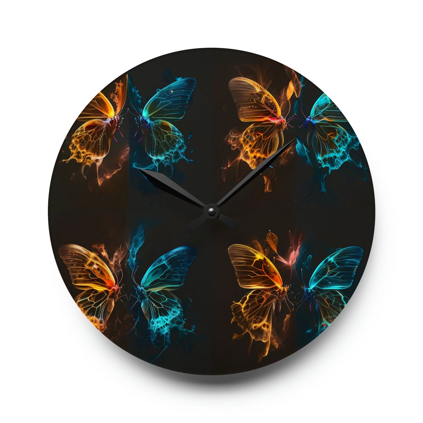 Acrylic Wall Clock Kiss Neon Butterfly 5