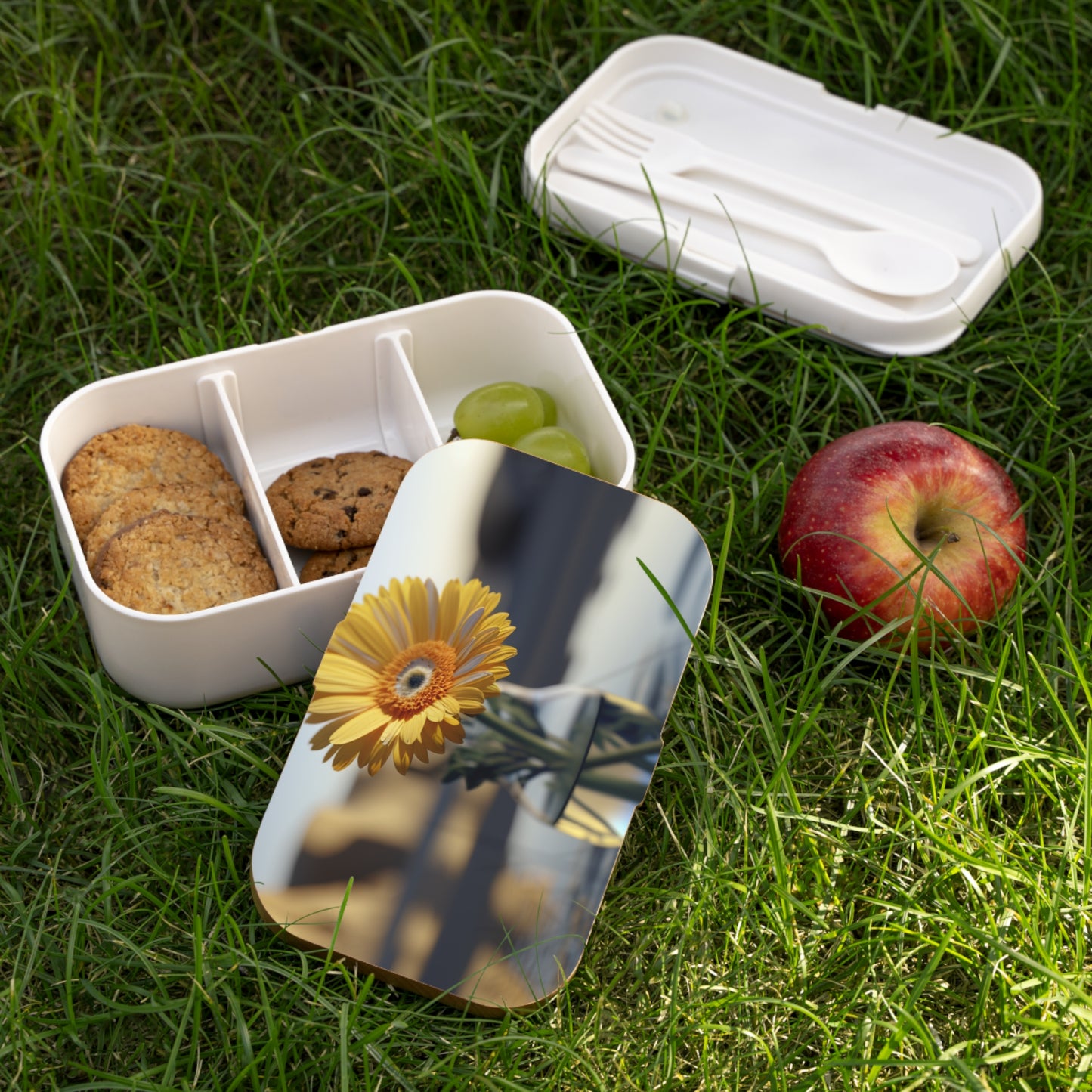 Bento Lunch Box yello Gerbera glass 4