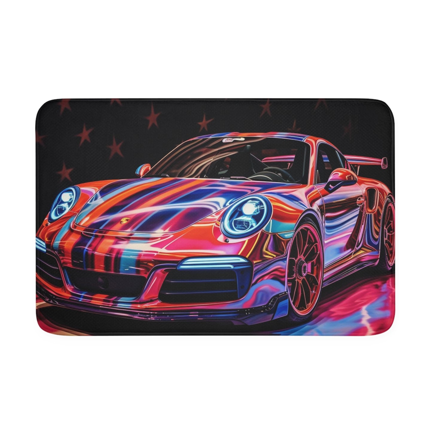 Memory Foam Bath Mat American Flag Colored Porsche 3