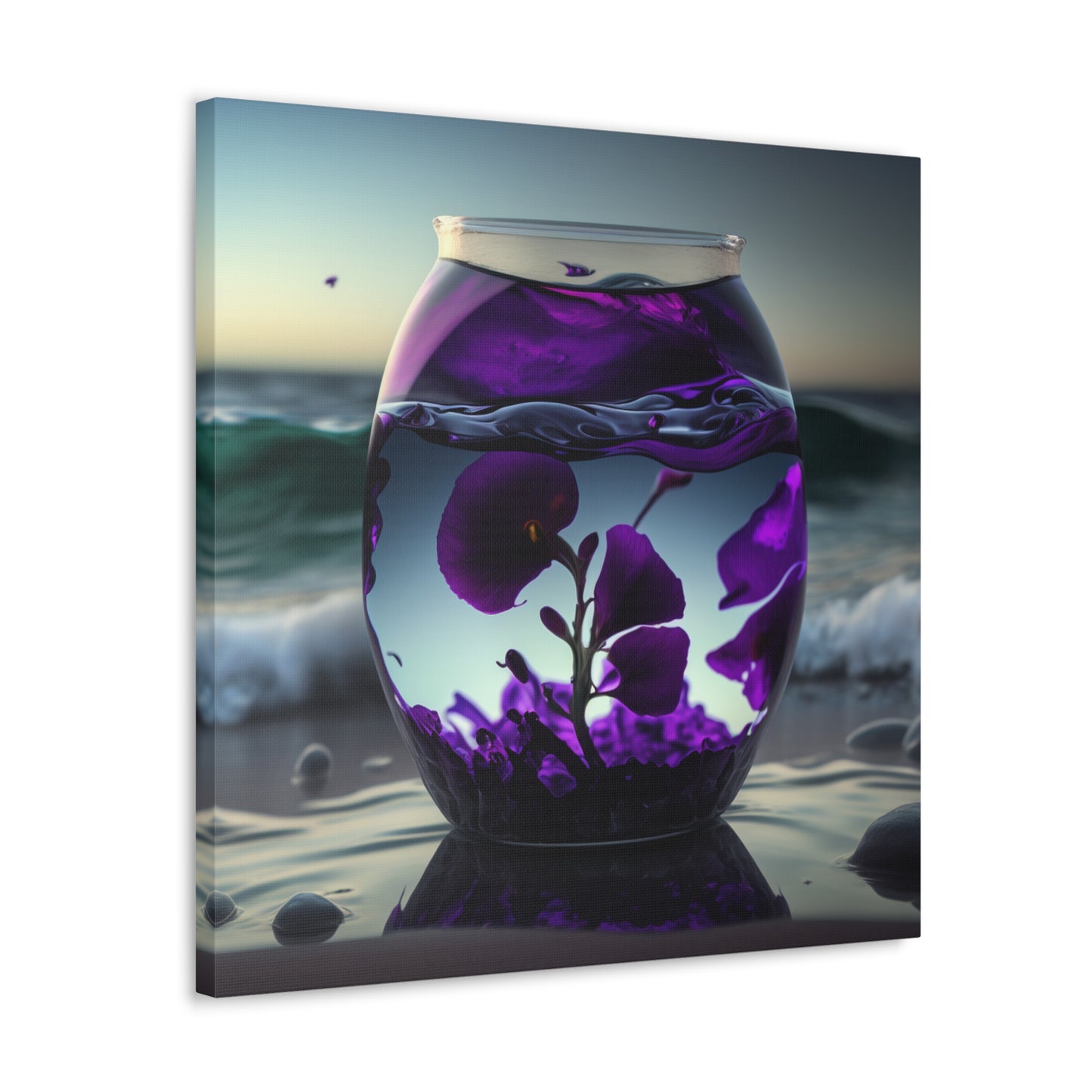 Canvas Gallery Wraps Purple Sweet pea in a vase 4