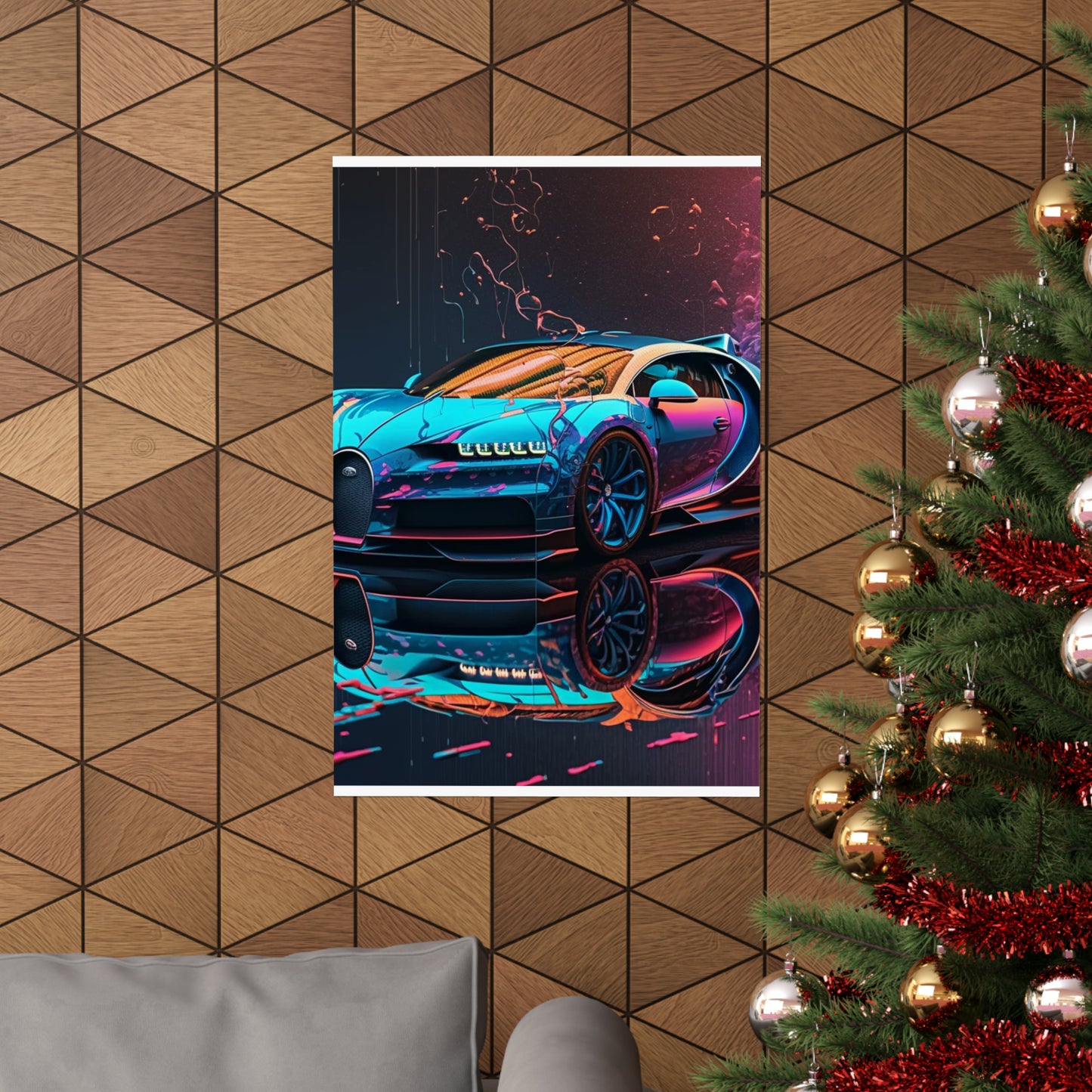 Premium Matte Vertical Posters Bugatti Neon Chiron 4