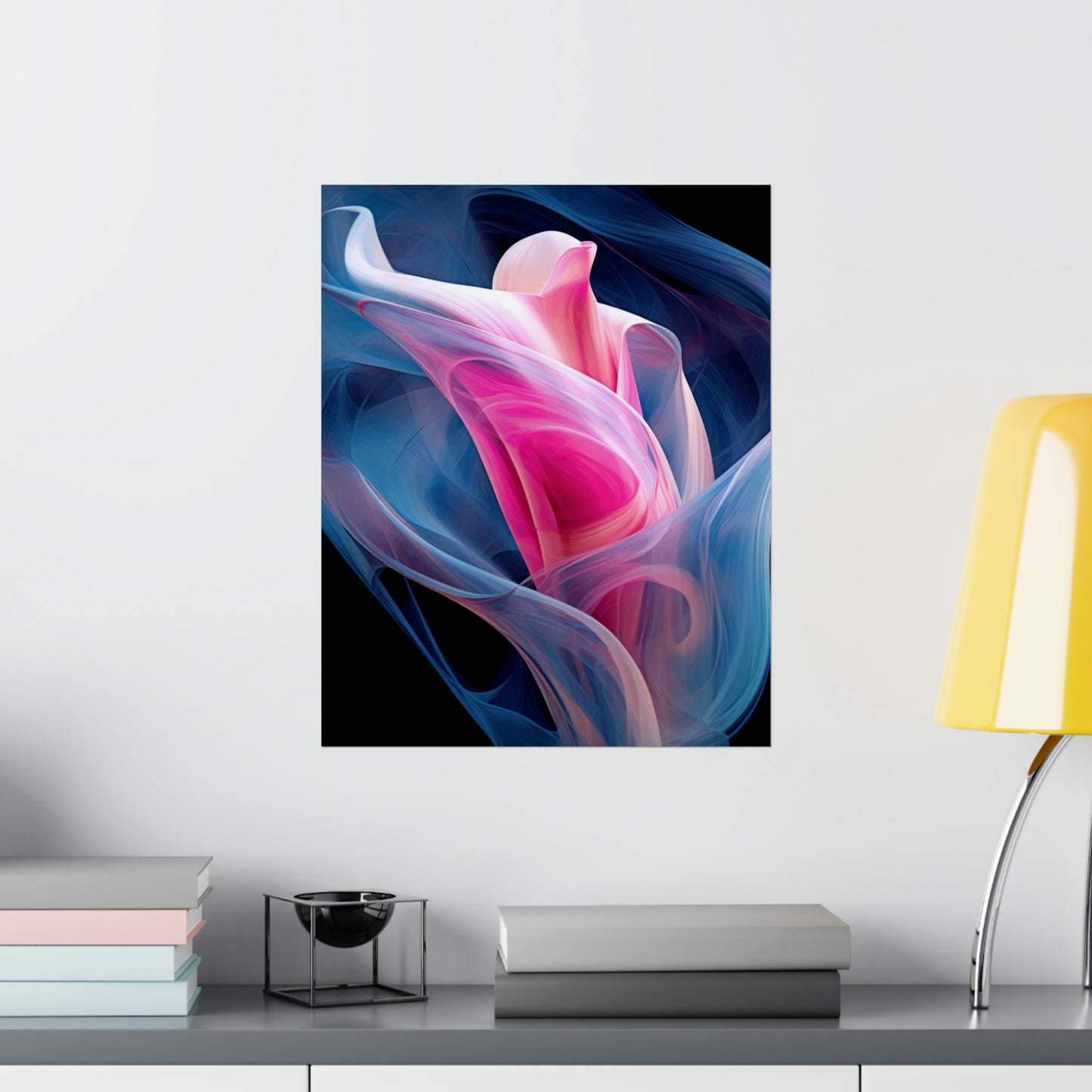 Premium Matte Vertical Posters Pink & Blue Tulip Rose 3