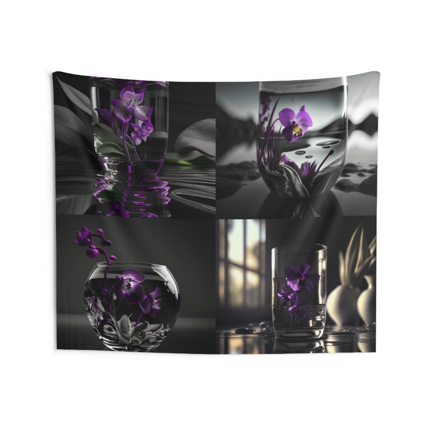 Indoor Wall Tapestries Purple Orchid Glass vase 5