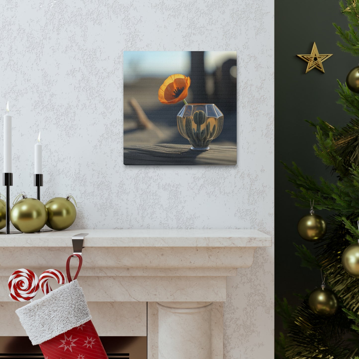 Canvas Gallery Wraps Orange Poppy in a Vase 2