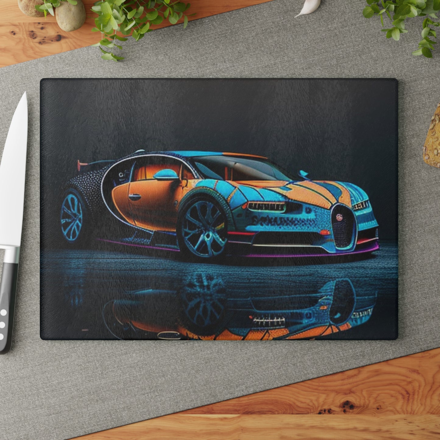 Glass Cutting Board Bugatti Blue 1