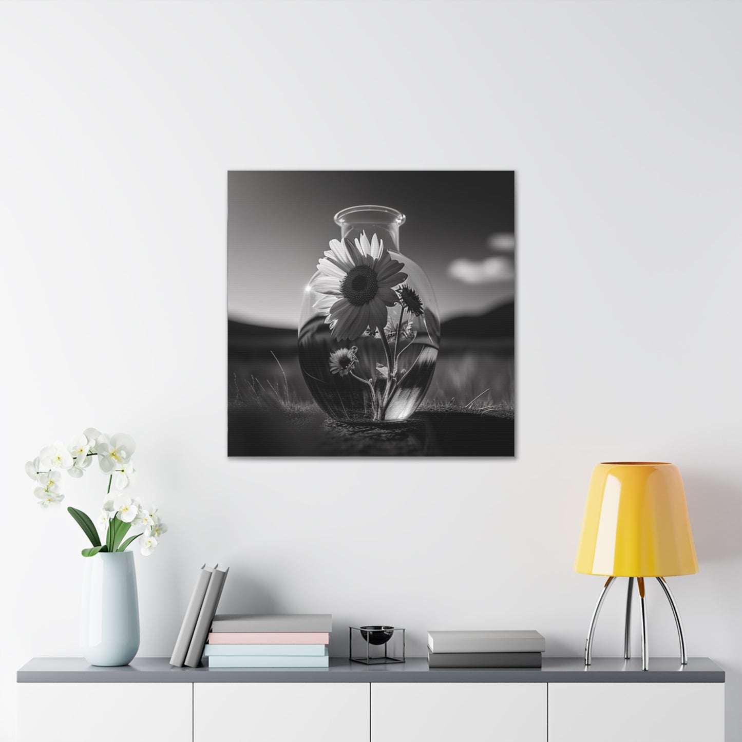 Canvas Gallery Wraps Yellw Sunflower in a vase 4