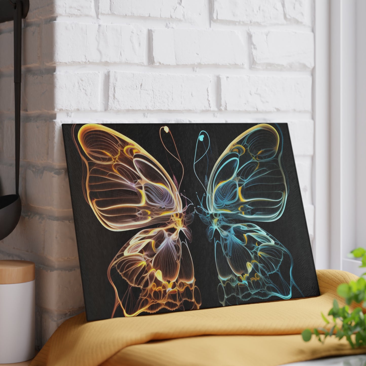 Glass Cutting Board Neon Glo Butterfly 3