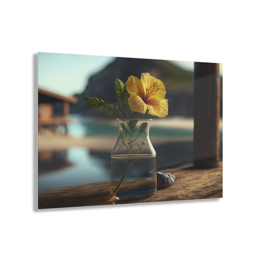 Acrylic Prints Yellow Hibiscus Wood 4