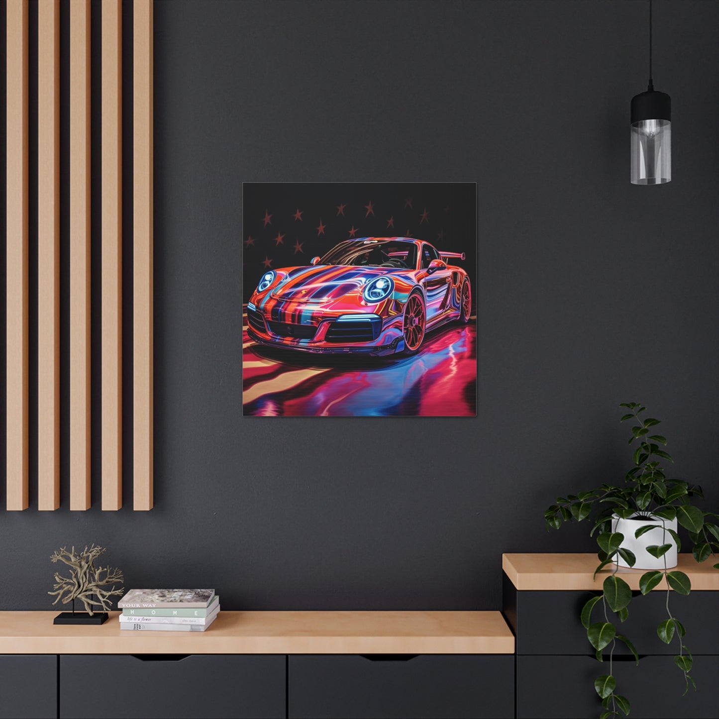 Canvas Gallery Wraps Macro American Flag Porsche 4