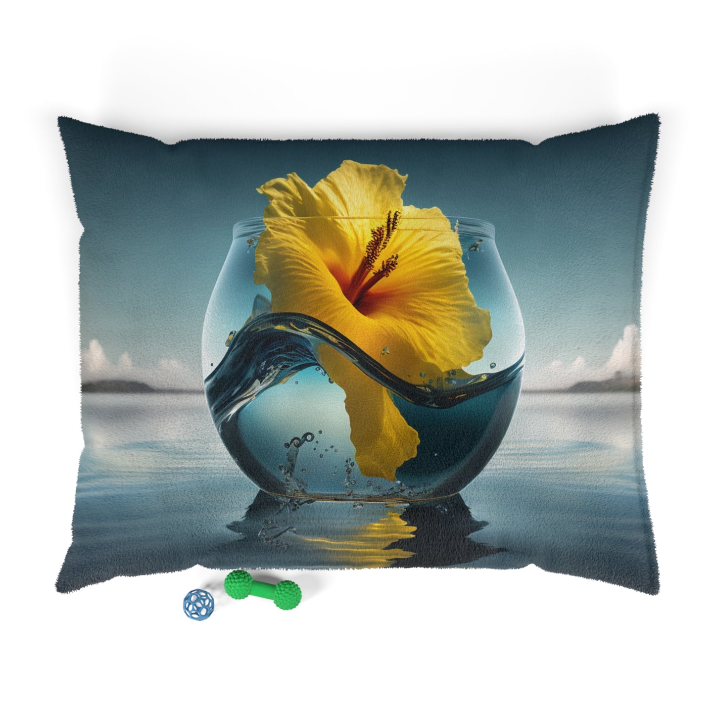 Pet Bed Yellow Hibiscus glass 4