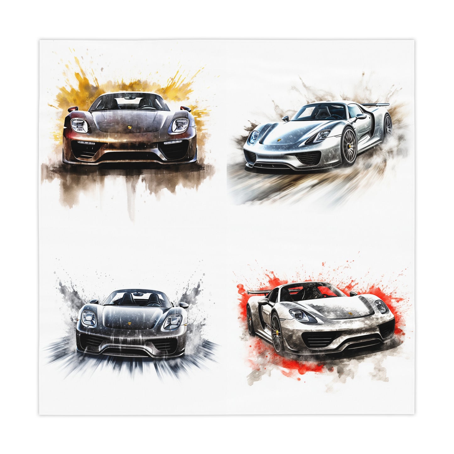 Tablecloth 918 Spyder white background driving fast with water splashing 5