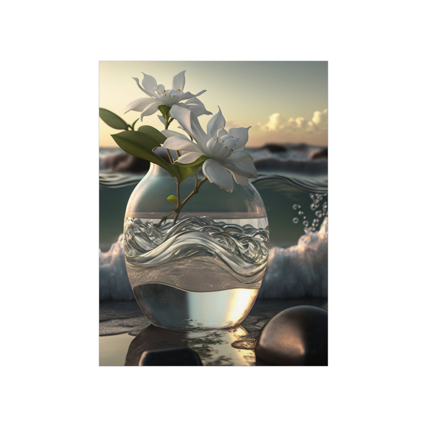 Premium Matte Vertical Posters Jasmine glass vase 2